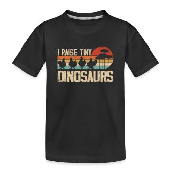 Ich ziehe winzige Dinosaurier auf Vintage Retro Huhn - Kinder Premium Bio T-Shirt - Schwarz - Vorne