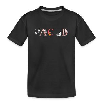 JACOB Namenskunst mit Blumen gestickt - Kinder Premium Bio T-Shirt - Schwarz - Vorne
