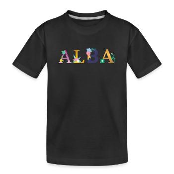 ALBA name decorated with flowers - Kids' Premium Organic T-Shirt - black - Front