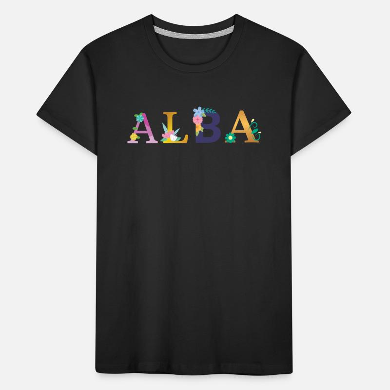 Nom de l’ALBA décoré de fleurs T-shirt bio Premium Enfant