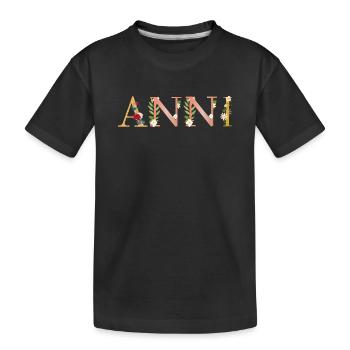 ANNI Name mit Blumen geschmückt - Kinder Premium Bio T-Shirt - Schwarz - Vorne
