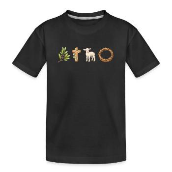 Agneau, Croix et Paix - T-shirt bio Premium Enfant - noir - Devant