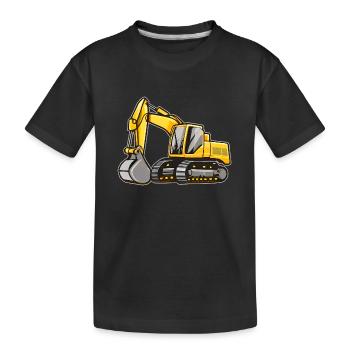 Gele graafmachine - Kinderen premium biologisch T-shirt - zwart - Voor
