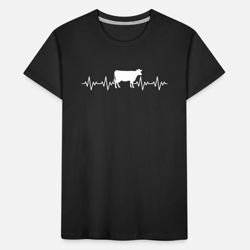 Bauer Kuh EKG Herzschlag Geschenk für Bauer oder  Kinder Premium Bio T-Shirt