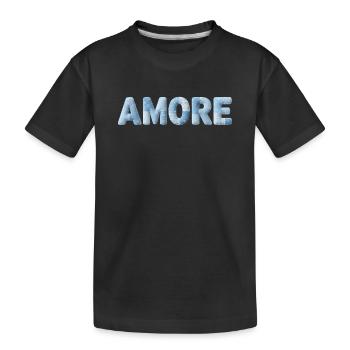 Amore Lettering Patchwork Design Blue - Kids' Premium Organic T-Shirt - black - Front