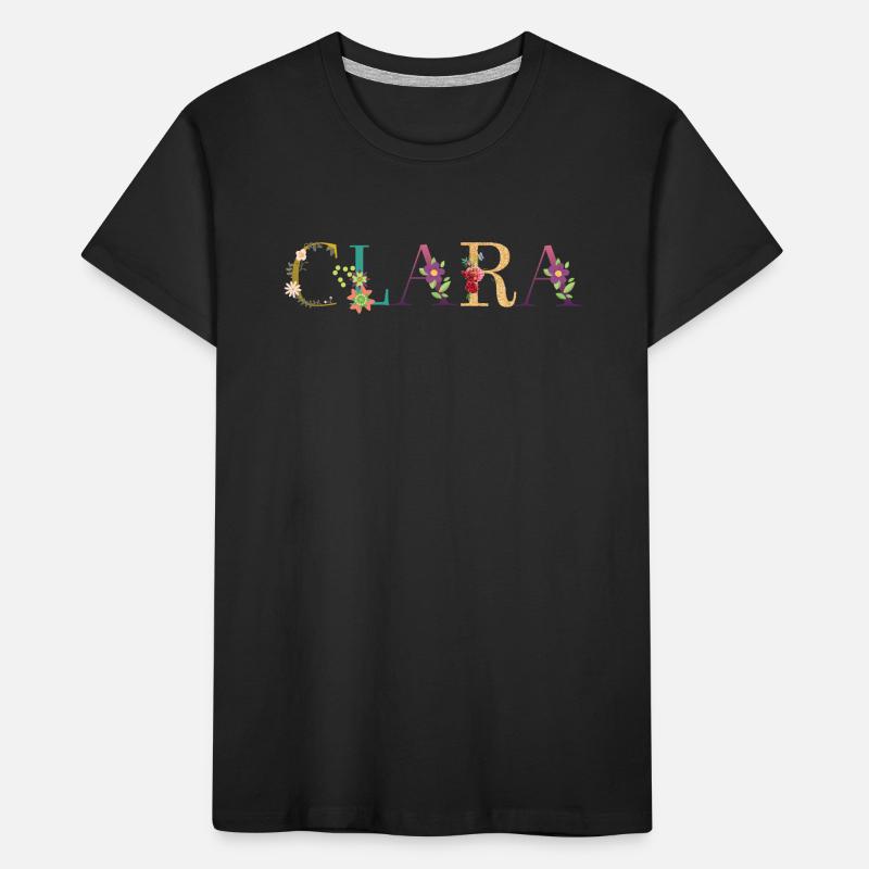 Le nom de CLARA est décoré de fleurs T-shirt bio Premium Enfant