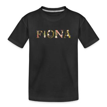 Le nom de FIONA décoré de fleurs - T-shirt bio Premium Enfant - noir - Devant