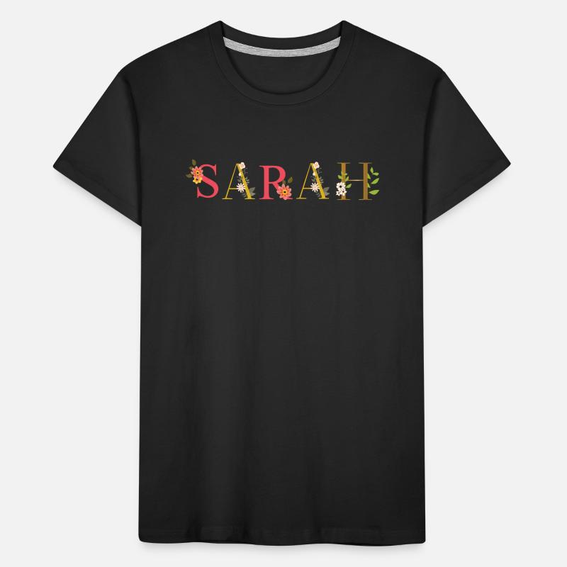 Le nom de SARAH décoré de fleurs T-shirt bio Premium Enfant
