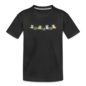 Motif grenouille : grenouilles drôles sur la corde à linge - T-shirt bio Premium Enfant - noir - Devant