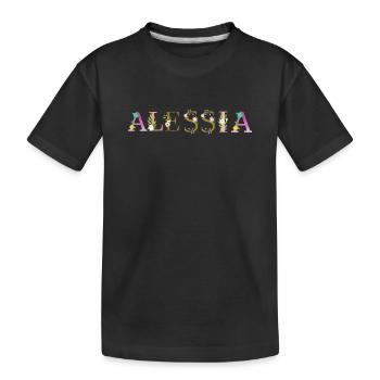 ALESSIA name decorated with flowers - Kids' Premium Organic T-Shirt - black - Front