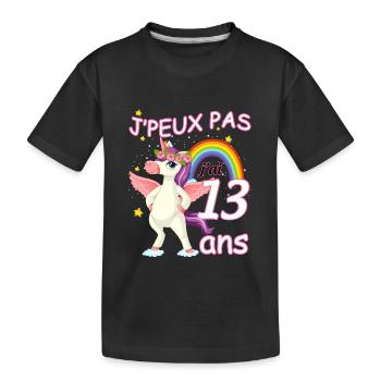 Licorne arc en ciel fille 13 ans - T-shirt bio Premium Enfant - noir - Devant