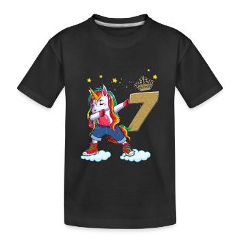 Unicorn Birthday 7 Years Old Original Girl Gift - Kids' Premium Organic T-Shirt - black - Front