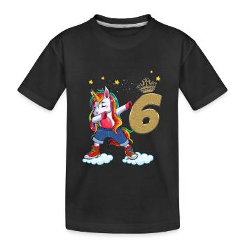 Einhorn Mädchen Geburtstag 6 Jahre - Kinder Premium Bio T-Shirt - Schwarz - Vorne