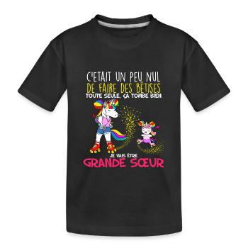 Ma Grande Soeur Licorne Et Les Bêtises Bébé - T-shirt bio Premium Enfant - noir - Devant