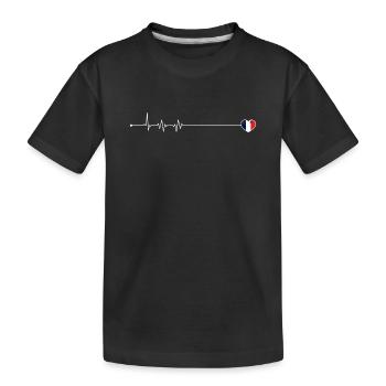 Heartbeat love france flag - Kids' Premium Organic T-Shirt - black - Front