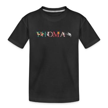 THOMAS Name Art With Flowers Embroidered - Kids' Premium Organic T-Shirt - black - Front