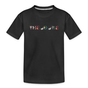 THEODORE Namenskunst mit gestickten Blumen - Kinder Premium Bio T-Shirt - Schwarz - Vorne