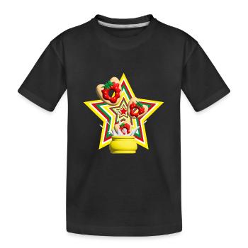 Herz Donuts mit Stern und Erdbeeren. - Kinder Premium Bio T-Shirt - Schwarz - Vorne