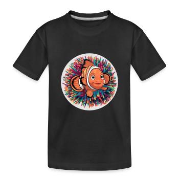 laughing clownfish and sea anemone - Kids' Premium Organic T-Shirt - black - Front