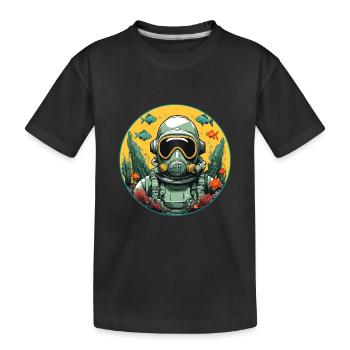 Diving helmet with fish on the bottom of the sea - Kids' Premium Organic T-Shirt - black - Front