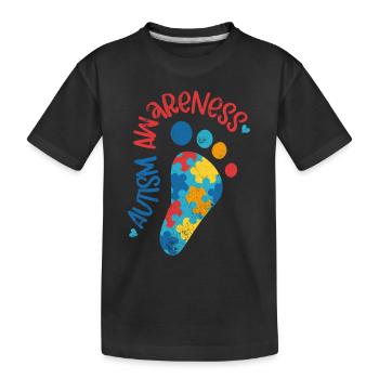 AUTISMUS BEWUSST LIEBE KIND BEGABT SPRUCH MOTIVE - Kinder Premium Bio T-Shirt - Schwarz - Vorne