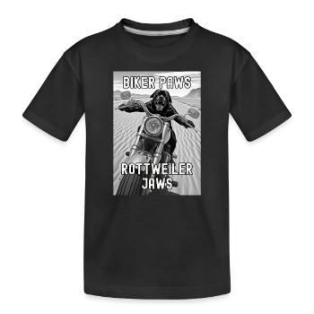 Chien Rottweiler à moto dans le désert - T-shirt bio Premium Enfant - noir - Devant