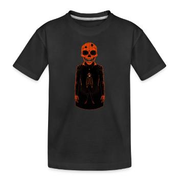 Un squelette orange portant un manteau. Figurine Huamn - T-shirt bio Premium Enfant - noir - Devant