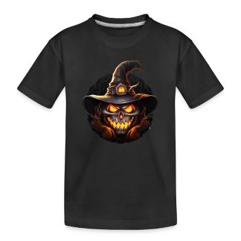 Gruselige schwarze Kürbishexe - Kinder Premium Bio T-Shirt - Schwarz - Vorne