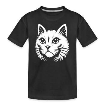 White cat - Kids' Premium Organic T-Shirt - black - Front