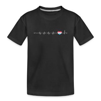 Blauer Akzent Herzschlag-Linie - Kinder Premium Bio T-Shirt - Schwarz - Vorne
