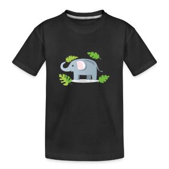 Baby Elephant Waving - Kids' Premium Organic T-Shirt - black - Front