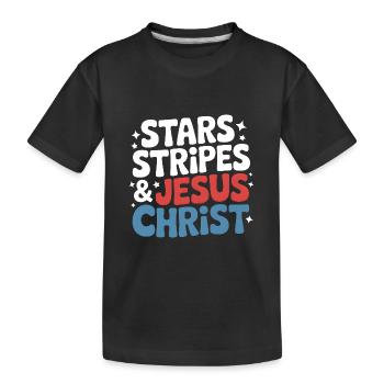Croyant américain chrétien 4 juillet Jésus - T-shirt bio Premium Enfant - noir - Devant