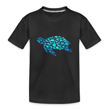 Wasserschildkröte Fische Meeresbewohner - Kinder Premium Bio T-Shirt - Schwarz - Vorne