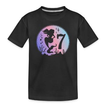 Anniversaire Fille 7 ans Sirène Sirène Nixe - T-shirt bio Premium Enfant - noir - Devant