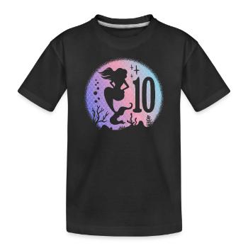 Geburtstag Mädchen 10 Jahre alt Meerjungfrau Nixe - Kinder Premium Bio T-Shirt - Schwarz - Vorne