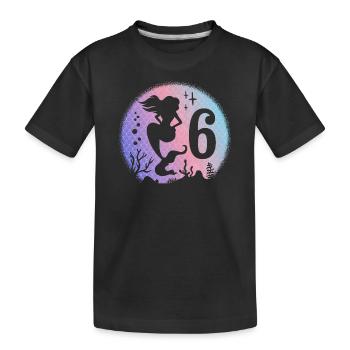 Anniversaire Fille 6 ans Sirène Sirène Nixe - T-shirt bio Premium Enfant - noir - Devant