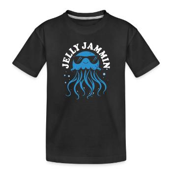 Jelly Jammin Qualle mit Tentakeln, Meeresbewohner - Kinder Premium Bio T-Shirt - Schwarz - Vorne