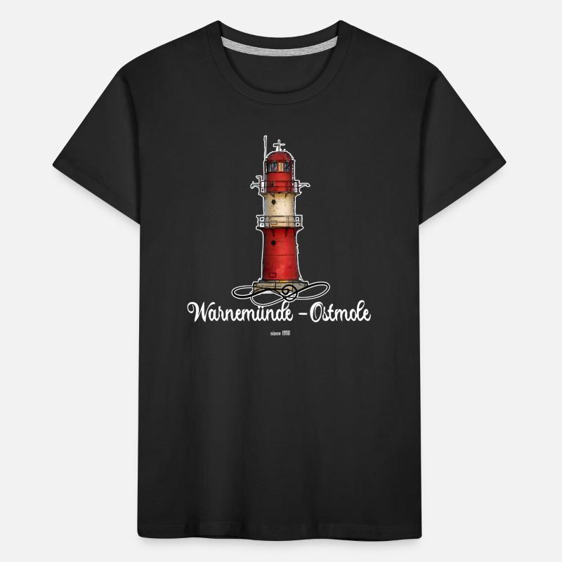 Warnemünde Ostmole Leuchtturm Kinder Premium Bio T-Shirt