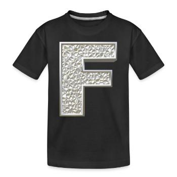 F, letter, letter F, initial, initial F, monogram, - Kids' Premium Organic T-Shirt - black - Front