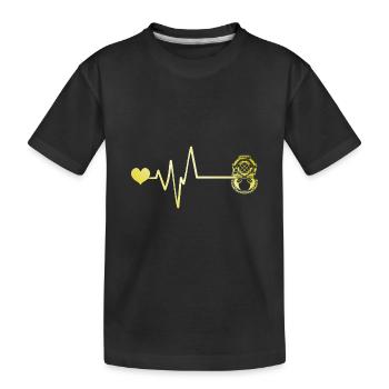 Apnea Diving Pulse Heart - Kids' Premium Organic T-Shirt - black - Front