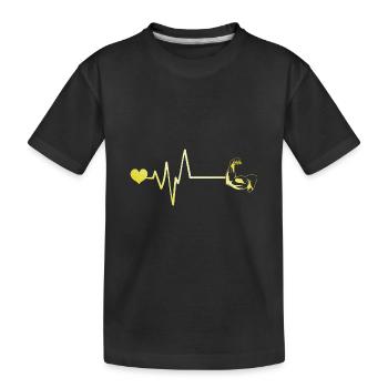 Battement de cœur d’haltère musculaire - T-shirt bio Premium Enfant - noir - Devant