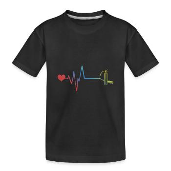 Fire extinguisher pulse heartbeat fire brigade - Kids' Premium Organic T-Shirt - black - Front