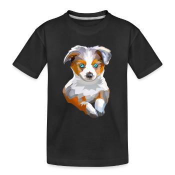Australian Shepherd Welpe - Kinder Premium Bio T-Shirt - Schwarz - Vorne