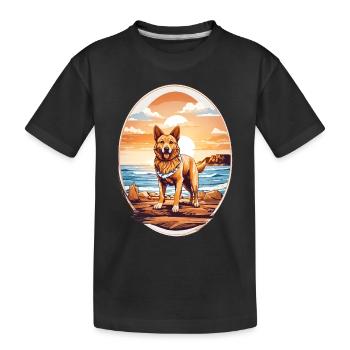 Hund am Strand - Kinder Premium Bio T-Shirt - Schwarz - Vorne