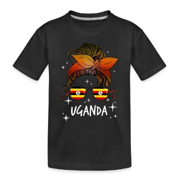 Uganda - Kids' Premium Organic T-Shirt - black - Front