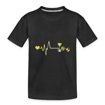 Dumbbell heartbeat - Kids' Premium Organic T-Shirt - black - Front