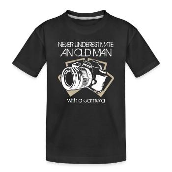 Never Underestimate An Old Man with a Camera - Kinder Premium Bio T-Shirt - Schwarz - Vorne