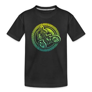 Mountain Bike Downhill Cyclist Mountain Bike - Kids' Premium Organic T-Shirt - black - Front