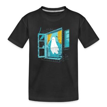 Fantôme effrayant dans la fenêtre, boo dans la fenêtre - T-shirt bio Premium Enfant - noir - Devant