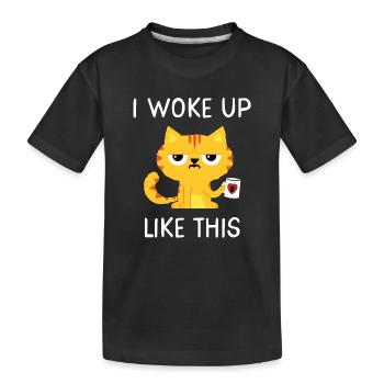 I woke up like this - Kaffee Katze Montag Büro Cat - T-shirt bio Premium Enfant - noir - Devant
